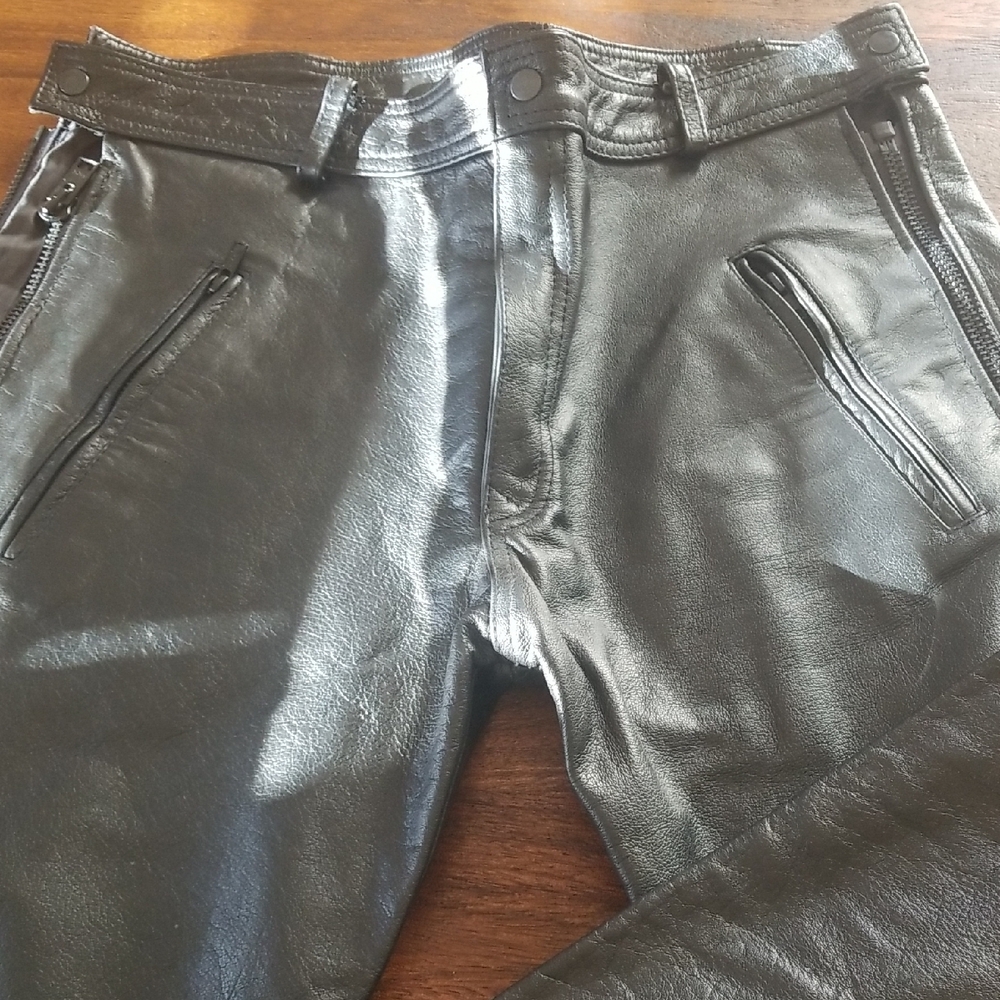 NWOT Womens Xelement Black Leather  Motorcycle Riding Pant